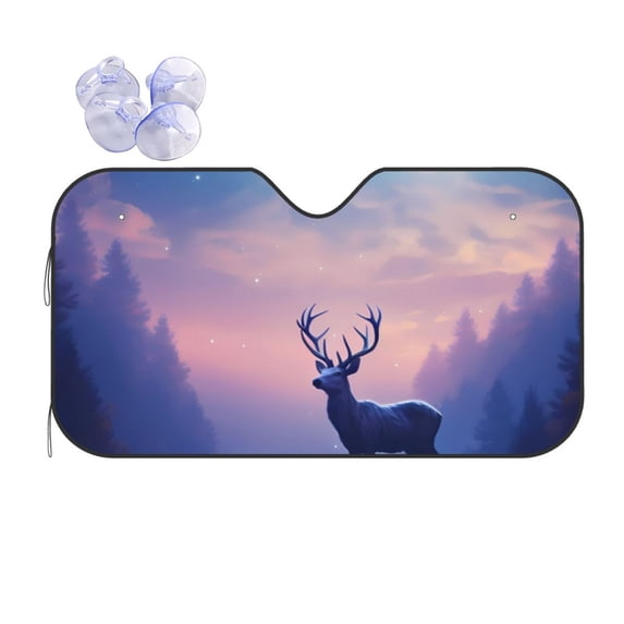 Yiaed Night Sky Elk Print Car Windshield Sunshade Front Auto Car Front Window Sun Shade Foldable Sun Visor Shield Cover Auto Accessories for Sedan SUV Truck-Medium