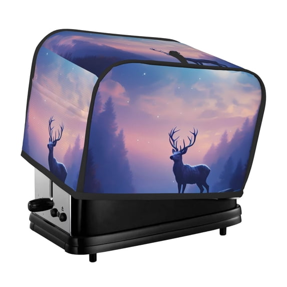 Yiaed Night Sky Elk Print Two Slice Bread Machine Cover, Universal Size Kitchen Appliance Cover for Bread Machine,Bread Machine Cover