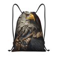thumbnail image 1 of Yiaed Noble Style Bald Eagle Print Drawstring Bags Drawstring Backpack Bulk String Back Pack Gym Sport Bag-Small, 1 of 5