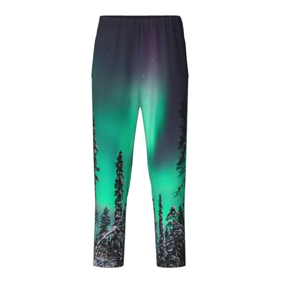 Yiaed Northern Lights 2 Print Teenagers' Lounge Pants, Loose PJ Bottoms, Long Pajama Pants for Men-Medium