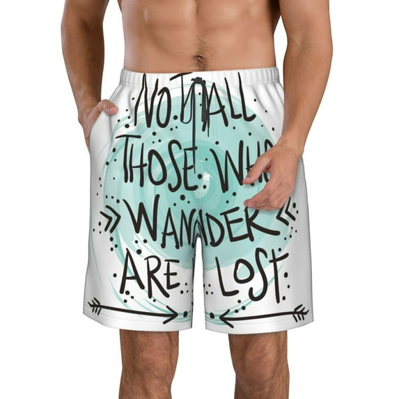Yiaed Not All Who Wander Are Lost1 Print Men's Swim Trunks with Lining Quick Dry Sports Shorts Beach Shorts Boardshorts-X-Large
