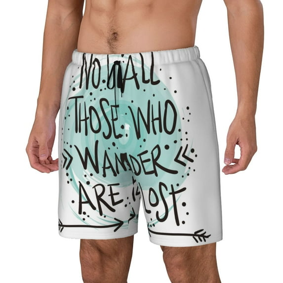 Yiaed Not All Who Wander Are Lost1 Print Mens Swim Trunks Bathing Suit Compression Liner Beach Swim Shorts Swimwear Quick Dry Zipper Pocket No-Chafing Board Short-