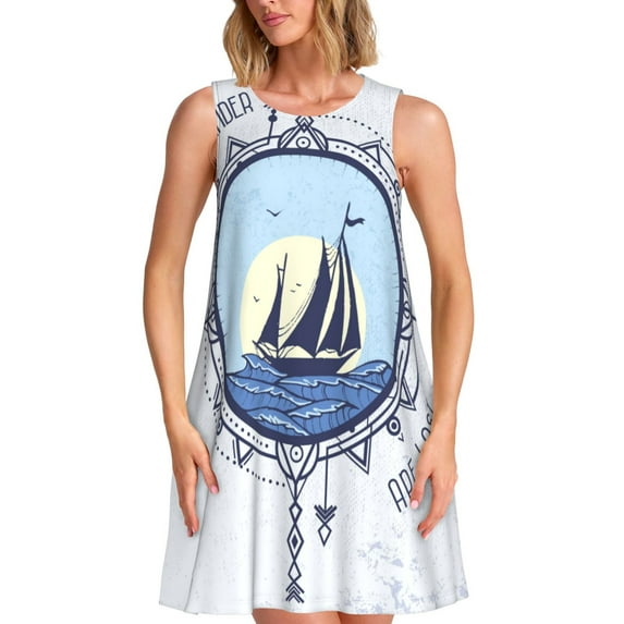 Yiaed Not All Who Wander Are Lost2 Print Women's Sleeveless Dress, Loose Fit Summer Dress, Casual Sleeveless Dress for Women