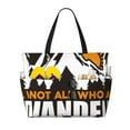 thumbnail image 1 of Yiaed Not All Who Wander Are Lost4 Print Large Capacity Beach Travel Bag - Waterproof Zipper Vacation Tote for Sandproof Storage, and Camping, 1 of 5