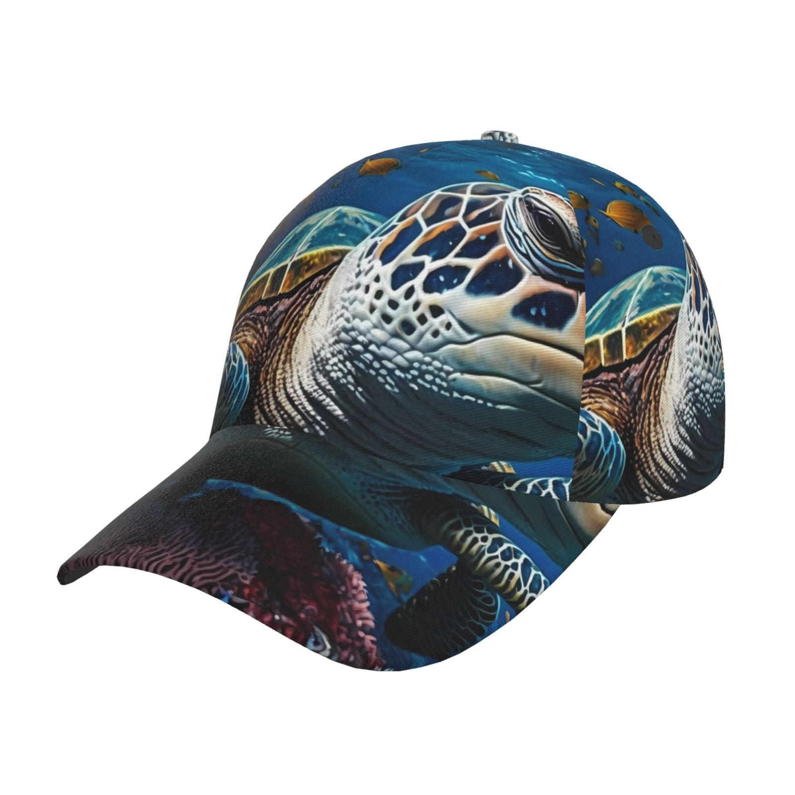 Sea Turtle Shell Pattern Cap Yiaed Ocean Coral Turtle Print Cap Adjustable Size for Running Workouts ...
