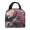 thumbnail image 1 of Yiaed Ocean Seahorse Print Insulated Lunch Bag Reusable Cute Tote Lunch Box, Leakproof Cooler Lunch Bags for Work Office Travel School Picnic, 1 of 5