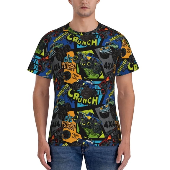 Yiaed Off-Road Vehicle Print Mens Short Sleeve Tight Fit T-Shirt, Crewneck Casual Tee-XX-Large