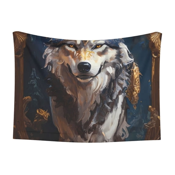 Yiaed Oil Painting Tribal Wolf Print Dog Blankets-Cat Blanket Washable for Couch Protection,Puppy Blanket, Soft Plush Reversible Throw Furniture Protector-Large