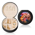thumbnail image 1 of Yiaed Oil Paintings of Elephants Print Travel Jewelry Case Bridesmaid Gift Boxes Jewelry Travel Organizer Small Round Jewelry Box Mini Storage-Black, 1 of 7