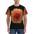 thumbnail image 1 of Yiaed Orange Dalia Print Mens Short Sleeve Tight Fit T-Shirt, Crewneck Casual Tee-Small, 1 of 5