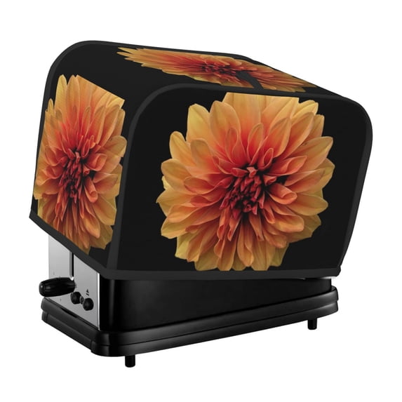 Yiaed Orange Dalia Print Two Slice Bread Machine Cover, Universal Size Kitchen Appliance Cover for Bread Machine,Bread Machine Cover