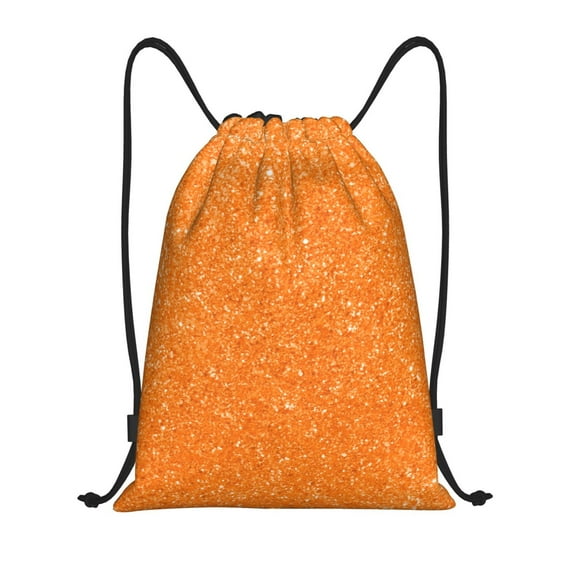 Yiaed Orange Glitter2 Print Drawstring Bags Drawstring Backpack Bulk String Back Pack Gym Sport Bag-Small