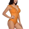 thumbnail image 1 of Yiaed Orange Glitter2 Print Women's Ruffled One Piece Swimsuit V Neck Swimwear Slimming Monokini for Woman-XX-Large, 1 of 8