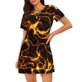 thumbnail image 1 of Yiaed Orange Lightning Print Women's Loose-Fit Short Sleeve Nightgown, Soft and Comfortable Sleep Dress for Relaxation and Sleepwear, 1 of 6