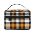 thumbnail image 1 of Yiaed Orange Plaid Print Makeup Bag Travel Cosmetic Bags for Women Girls Zipper Pouch Makeup Organizer, 1 of 4