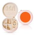 thumbnail image 1 of Yiaed Orange Scales Print Travel Jewelry Case Bridesmaid Gift Boxes Jewelry Travel Organizer Small Round Jewelry Box Mini Storage-Pink, 1 of 7