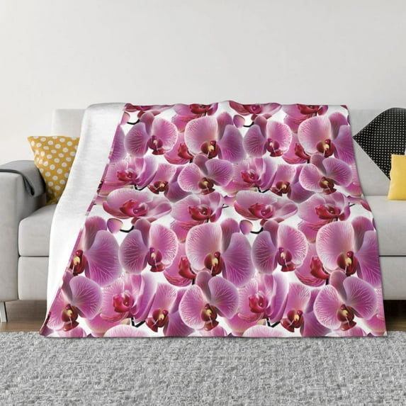 Yiaed Orchids Flowers Print Blanket Throw Blanket Soft Cozy Flannel Blanket for Home Bed Sofa Couch Chair-40"x30"