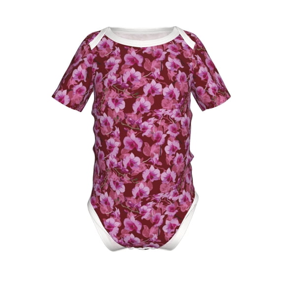 Yiaed Orchids Flowers Print Infant Climbing Short Sleeve Onesie One-Piece Baby Bodysuit Clothes 0-12 Months -9M
