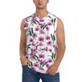 thumbnail image 1 of Yiaed Orchids Flowers Print Men's Singlet Vests Summer Running Muscle Tank Tops Gym Undershirt Round Neck Sleeveless for man, 1 of 5