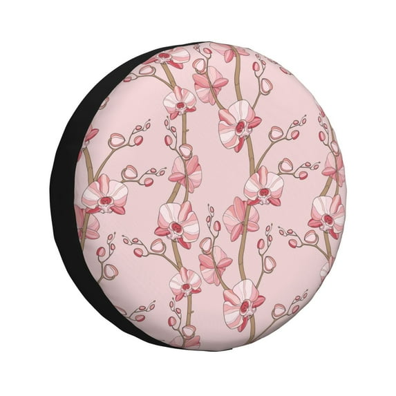 Yiaed Orchids Flowers Print Tire Wheel Cover, Waterproof Spare Tire Cover Fit for Jeep, Truck,Trailer, RV, SUV, Camper and Most Vehicle-14 inch
