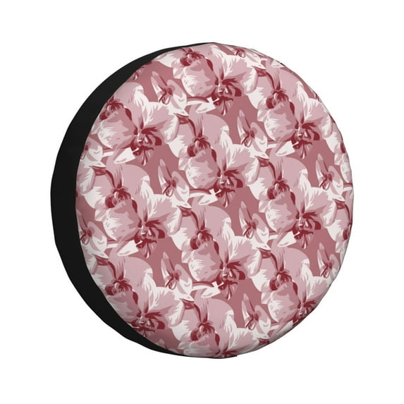 Yiaed Orchids Flowers Print Tire Wheel Cover, Waterproof Spare Tire Cover Fit for Jeep, Truck,Trailer, RV, SUV, Camper and Most Vehicle-16 inch