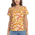 thumbnail image 1 of Yiaed Orchids Flowers Print Women's T Shirt V-Neck Short Sleeve Shirt Casual Breathable Tee Summer Tops-3X-Large, 1 of 5