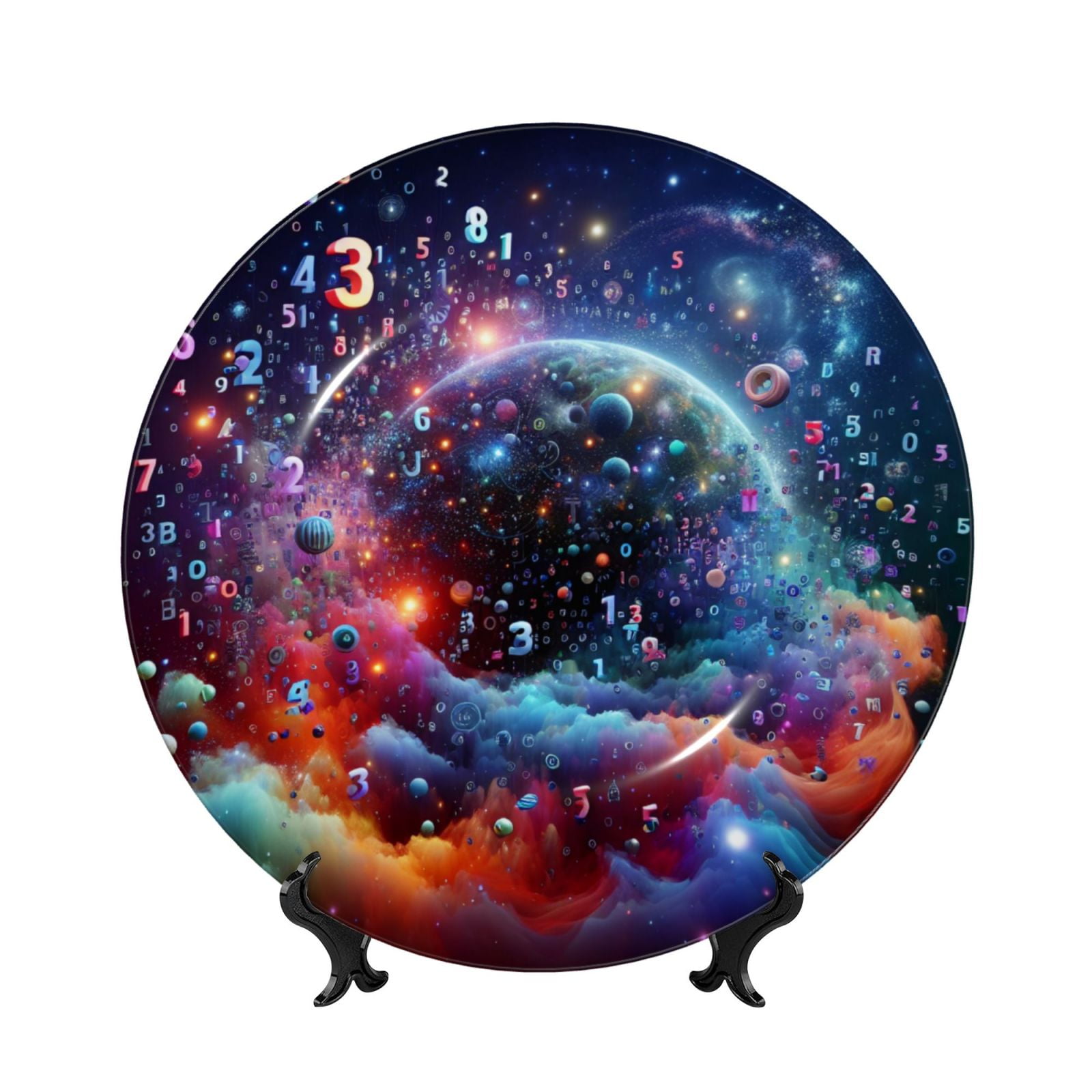 Yiaed Outer Space Floating Numbers And Letters Print Bone China ...