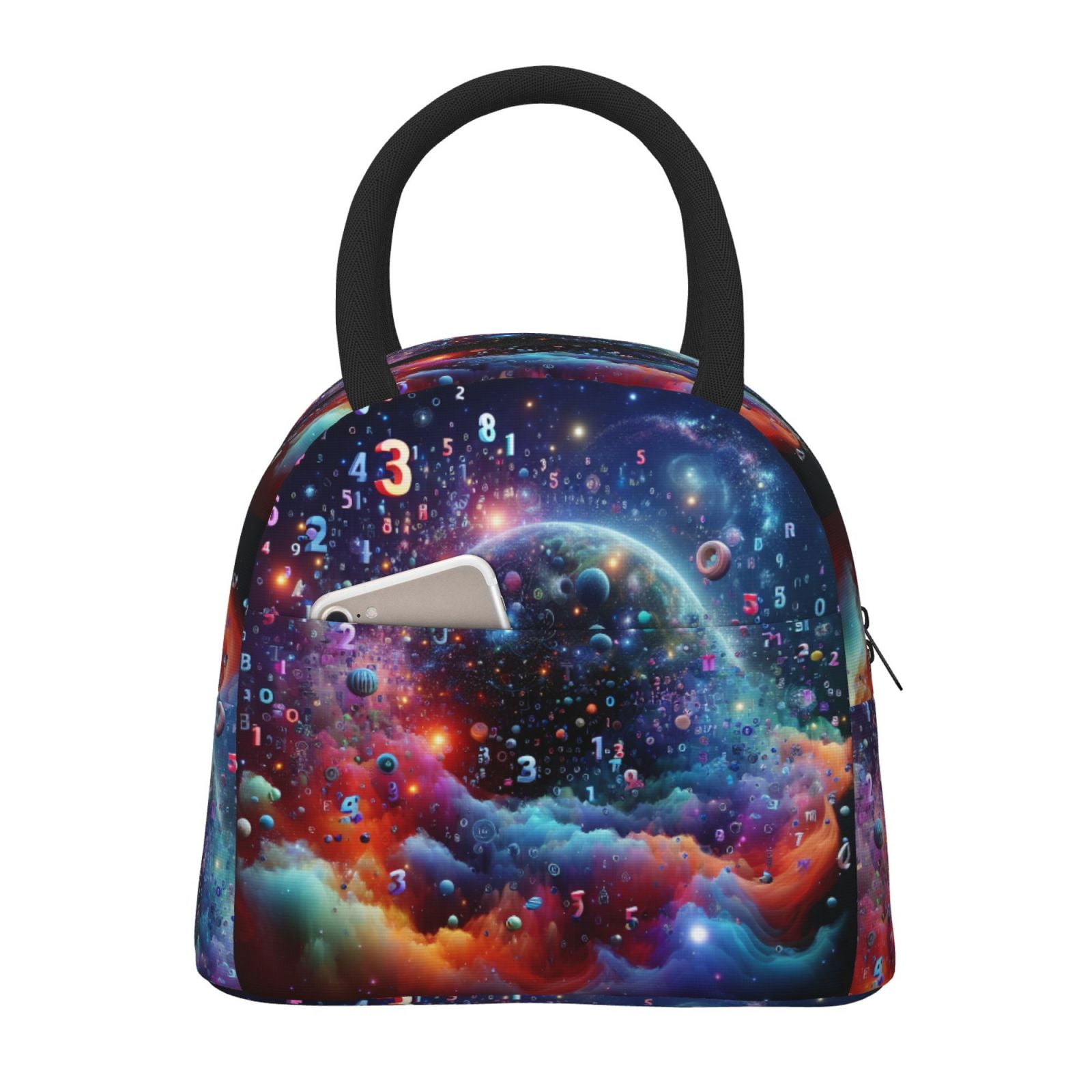 Yiaed Outer Space Floating Numbers And Letters Print Lunch Bag Adult ...
