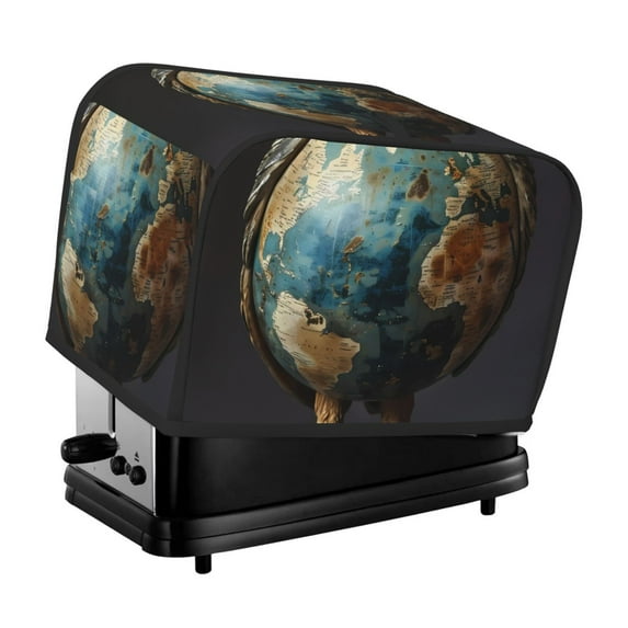Yiaed Owl Globe Sculpture Print Two Slice Bread Machine Cover, Universal Size Kitchen Appliance Cover for Bread Machine,Bread Machine Cover