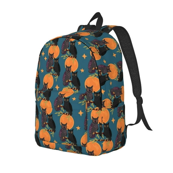 Yiaed Owls In Cartoon Style Print Print Laptop Backpack Travel Canvas Backpack Vintage Aesthetic Backpack for School Knapsack Backpack Backpack for School-Small