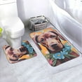 thumbnail image 1 of Yiaed Painted Flower Puppy Print Bathroom Mat Set 2 Pieces Mat Anti-Skid Pad Ultra Soft and Absorbent Bathroom Bath Mat Contour Bath Rugs for Toilet Base, 1 of 6