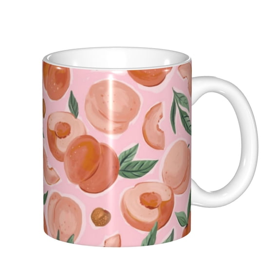 Yiaed Painting Peach Print Ceramics Coffee,Large Handle Design,Extra Large Tea and Coffee Cup for Office and Home Mugs