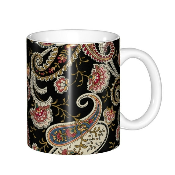 Yiaed Paisley6 Print Ceramics Coffee,Large Handle Design,Extra Large Tea and Coffee Cup for Office and Home Mugs