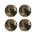 thumbnail image 1 of Yiaed Palatial Gold Pattern Horse Print Leather Coasters for Drinks - Cup Coasters Coffee Table Kitchen Table Bar, Home & Office Gifts Handmade Drink Coasters-Round Shape, 1 of 6