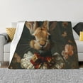 thumbnail image 1 of Yiaed Palatial Style Flower Rabbit Print Blanket Throw Blanket Soft Cozy Flannel Blanket for Home Bed Sofa Couch Chair-80"x60", 1 of 6