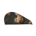 thumbnail image 1 of Yiaed Palatial Style Flower Rabbit Print Hair Cap with Button,Coral Fleece Hair Towel Wrap for Women Wet Hair,Quick Dry Turban for Wet Hair Long Thick Hair, 1 of 1
