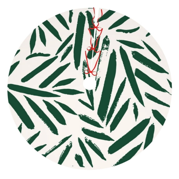 Yiaed Palm Branch With Leaves Print Christmas Tree Skirt , Tree SkirtsTree Mat for Christmas Winter Holiday Indoor Decorations-48"