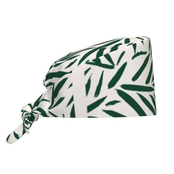 Yiaed Palm Branch With Leaves Print Turban Hat for Women Men Comfortable Adjustable Cleaning Working Cap with Sweatband