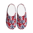 thumbnail image 1 of Yiaed Palm Tree Pattern on Red Print Slippers Fuzzy Warm Cozy Slippers Non Slip House Slippers For Indoor Outdoor Slippers House Slippers-8, 1 of 7