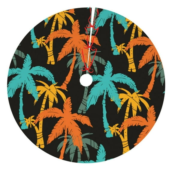 Yiaed Palm Trees Print Christmas Tree Skirt , Tree SkirtsTree Mat for Christmas Winter Holiday Indoor Decorations-36"