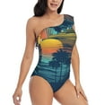 thumbnail image 1 of Yiaed Palm Trees Print Women One Piece Swimsuits Tummy Control One Shoulder Bathing Suits Pattern Ruffle Swimwear-Medium, 1 of 8