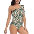 thumbnail image 1 of Yiaed Palm Trees and Tropical Print Women One Piece Swimsuits Tummy Control One Shoulder Bathing Suits Pattern Ruffle Swimwear-Small, 1 of 8