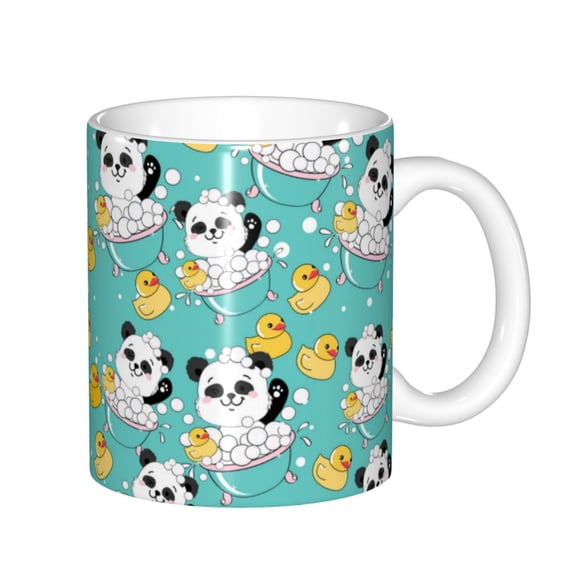 Yiaed Panda Bathing Print Ceramics Coffee,Large Handle Design,Extra Large Tea and Coffee Cup for Office and Home Mugs