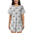 thumbnail image 1 of Yiaed Panda Bear Print Short Sleeve Pajama Sets for Women Casual Crew Neck 2 Piece Lounge Sets Women's Short-Sleeved Pajama-Small, 1 of 5