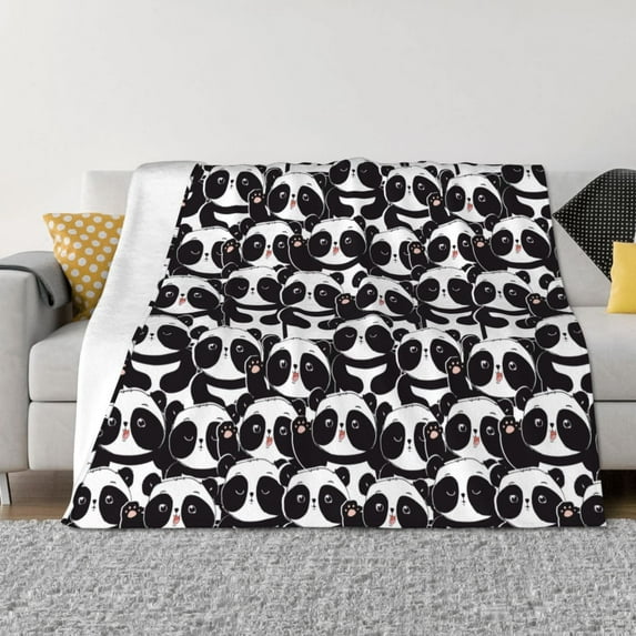 Yiaed Panda Print Blanket Throw Blanket Soft Cozy Flannel Blanket for Home Bed Sofa Couch Chair-60"x50"