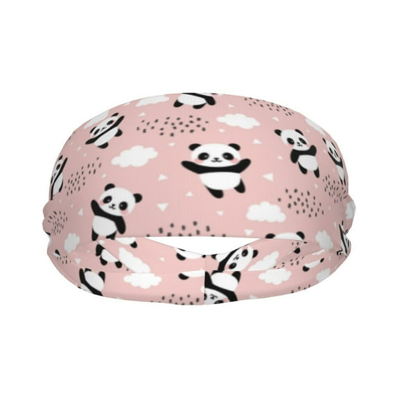 Yiaed Panda Print Sports Headbands,Moisture Wicking Workout Headband, Sweatband Headbands for Running,Cycling for Women and Men