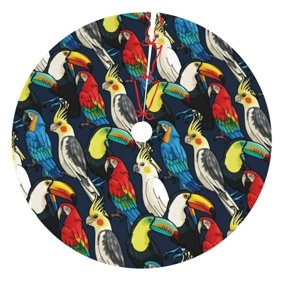 Yiaed Parrot Print Christmas Tree Skirt , Tree SkirtsTree Mat for Christmas Winter Holiday Indoor Decorations-30"
