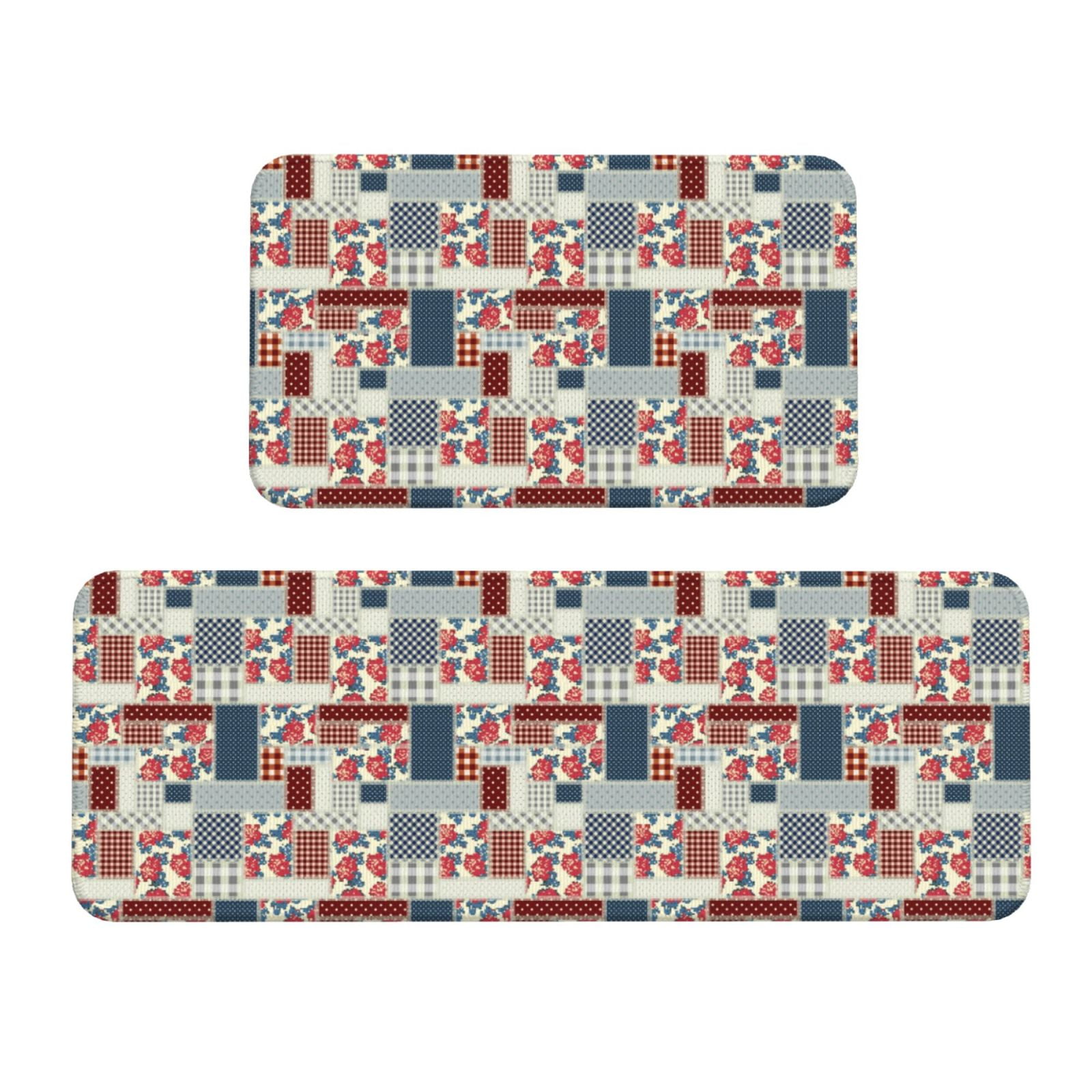 Yiaed Patchwork In Country Style Kitchen Rugs Sets of 2 Kitchen Mats ...