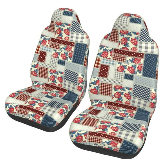 Yiaed Patchwork In Country Style Print Car Seat Covers,Universal Auto Seats Protector Fits for Car,SUV Sedan,Truck,Automotive Seat Covers & Accessories(Two packs)