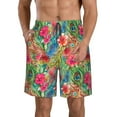 thumbnail image 1 of Yiaed Peacock Feathers And Flowers Print Men's Swim Trunks with Lining Quick Dry Sports Shorts Beach Shorts Boardshorts-Medium, 1 of 5